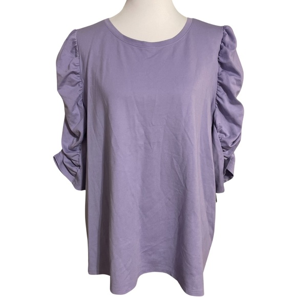 Worthington Purple Puff Sleeve Top - Picture 1 of 4